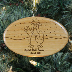 Engraved Mail Carrier Wooden Ornament