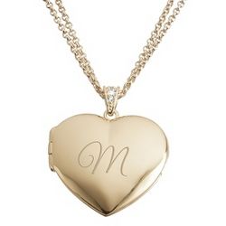 Gold-Plated Heart Locket with Personalized Initial