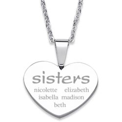 Sisters' Personalized Stainless Steel Heart Necklace