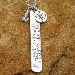 Sterling Silver Personalized Latitude Longitude Necklace