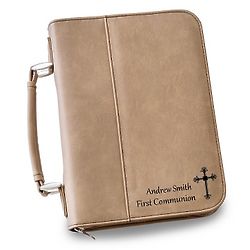 Personalized Small Bible Case in Tan Faux Leather