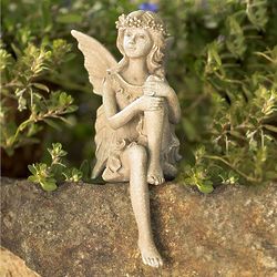Sitting Fairy with Knee Up Garden Statue