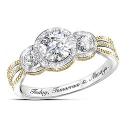 Our Forever Love Engraved Diamonesk Simulated Diamond Ring