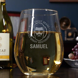 Great Beard, Great Responsibility Giant Stemless Wine Glass