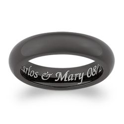 Mens Black Stainless Steel Engraved Band