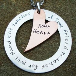 "A True Friend" Hand Stamped Necklace in Copper & Sterling