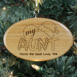 Engraved Heart My Aunt Wood Oval Ornament