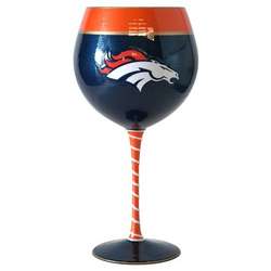 Denver Broncos Artisan Hand Painted Wine Glass