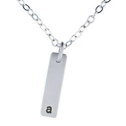 Silver Flat Bar Necklace with Personalized Initial