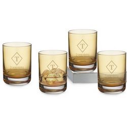 Personalized Amber Double Old Fashioned Glasses