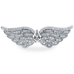 Sterling Silver Cubic Zirconia Angel Wings Ring
