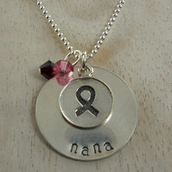 Awareness Ribbon Personalized Hand Stamped Necklace