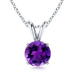 Round Amethyst Solitaire Necklace