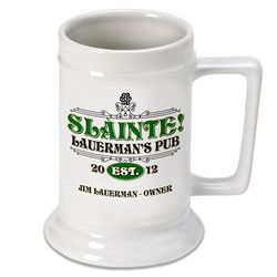 Personalized Slainte Irish Pub Beer Stein