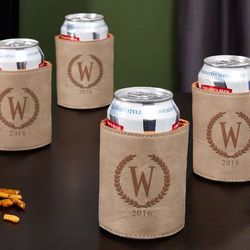 Statesman Personalized Natural Leatherette Beer Koozies