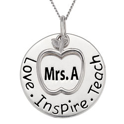 Personalized Love, Inspire, Teach Sterling Silver Disc Pendant