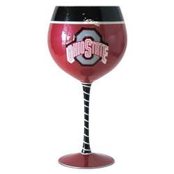 Ohio State Artisan Hand Painted Wine Glass
