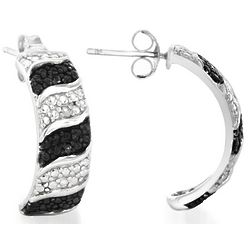 Black and White Diamond Earrings in .925 Sterling Silver