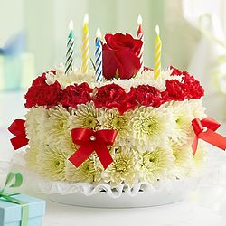 Pastel Birthday Cake Flower Arrangement