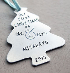 Personalized Mr. and Mrs. Aluminum Christmas Tree Ornament