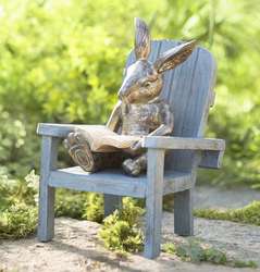 Reading Rabbit with Chair Garden Statue