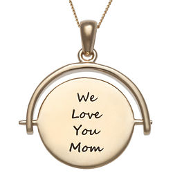 Large Gold-Plated Spinner Pendant with Personalized Engraving