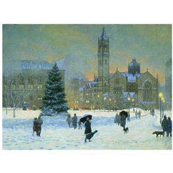 Twilight Snowfall in Boston's Copley Square Greeting Cards