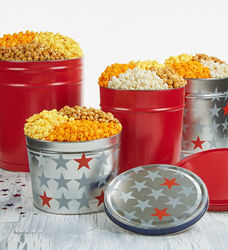 4-Flavor 6.5 Gallon Simply Red & Patriotic Popcorn Tin