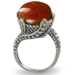 Crimson Sunset Onyx Sterling Silver Solitaire Ring