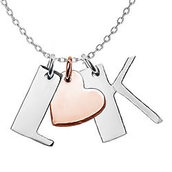 Couple's Personalized Initials Heart Charm Necklace