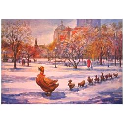 Boston Ducklings Garden Afternoon Holiday Greeting Cards