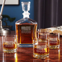 American Heroes Personalized Whiskey Decanter Set with Glasses