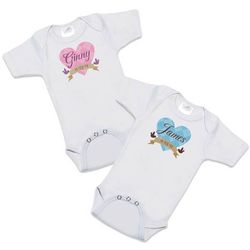 Loving Birdies Personalized White Baby Bodysuit