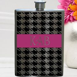 Personalized Houndstooth Flask