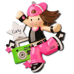 Little Girl Hip Hop Dancing Personalized Christmas Ornament