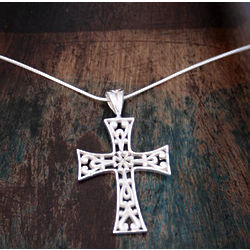 Sterling Silver Floral Faith Cross Necklace