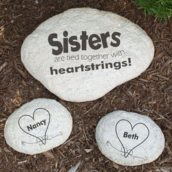 Engraved Sister Heart Garden Stone