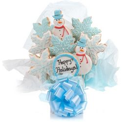 Winter Holidays Snowman and Snowflake Cookie Bouquet
