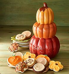 Stacked Pumpkin Jar with Cookies