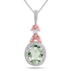 Green Amethyst and Diamond Pendant