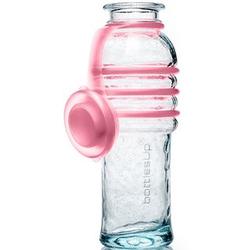 16 oz Glass Water Bottle with Pink Cap