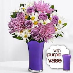 Lavish Lavender Bouquet with Purple Vase