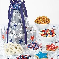 Patriotic Snacks and Sweets 5-Tier Gift Tower