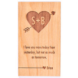Personalized Carved Heart Wood Wallet Insert