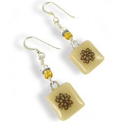 Recycled Glass Flower Charm Earrings