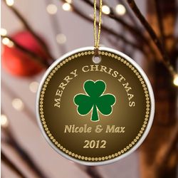 Personalized Irish Stout Shamrock Ornament