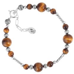 Sterling Silver and Tiger Eye Bracelet with Twist Tube Beads