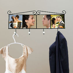 Wrought Iron Frame Coat Rack with Personalized Tiles