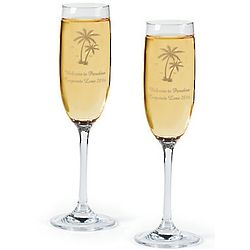 Personalized Luau Champagne Flutes