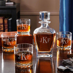 Personalized Draper Liquor Decanter Set with Whiskey Glasses